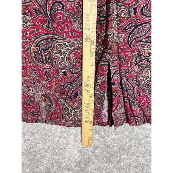 Vintage American Collection Red‎ Paisley Button Front Maxi Skirt Womens Size 14 - Picture 7 of 7
